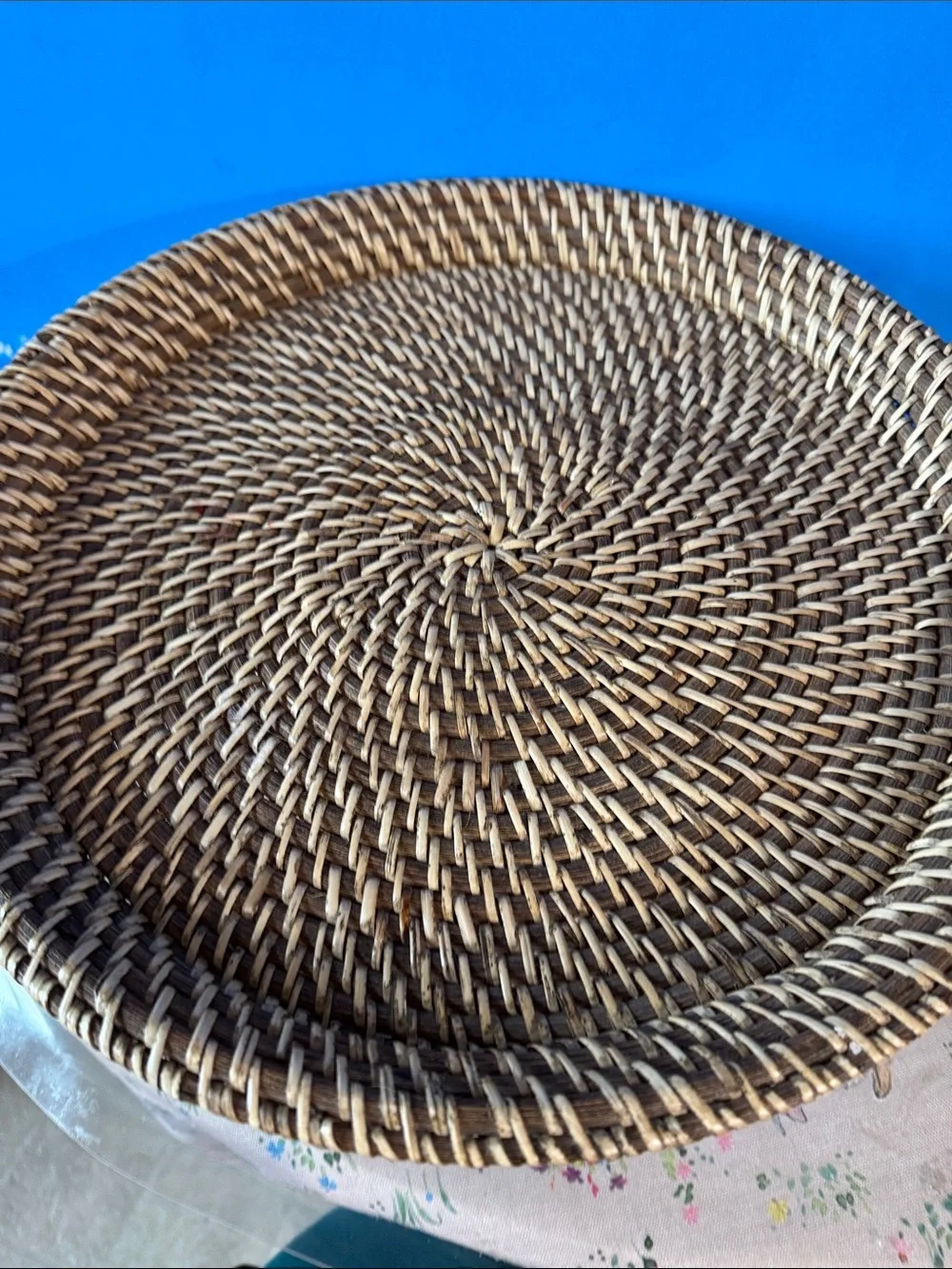 Vintage / Bohemian Collectibles.  Woven Rattan Pedestal Cake Stand